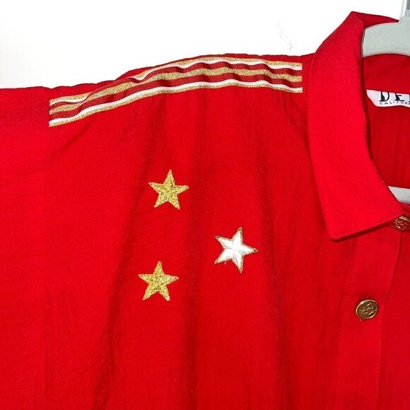 Dee California Vintage Womens Jumpsuit Size Medium Red Nautical Loose Fit Stars - Picture 6 of 13